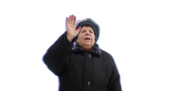 Бабка машет рукой